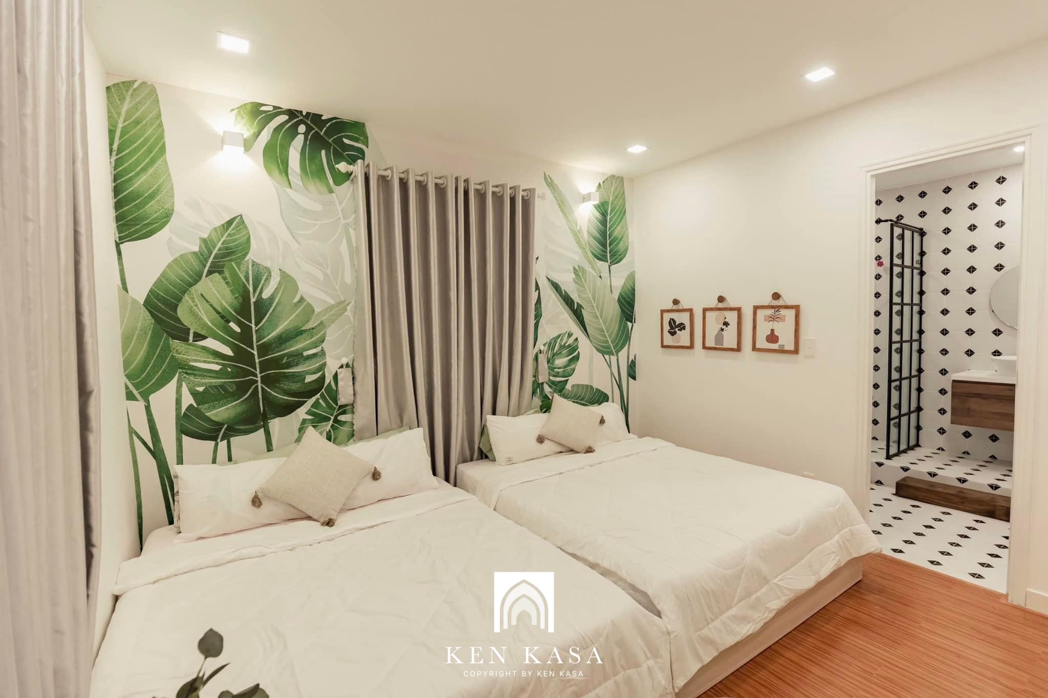 trang tr&iacute; nhiều hoạ tiết c&acirc;y xanh